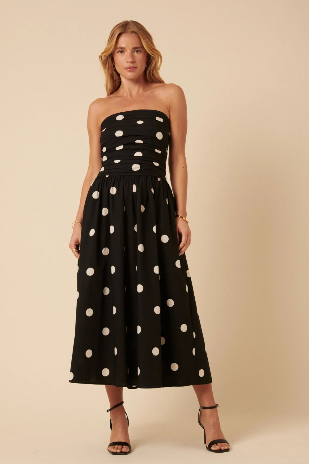 Nobody's Child Black Polka Dot Bandeau Felicity Midi Dress