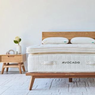 Mid-Century Modern Bed Frame against a white wall.