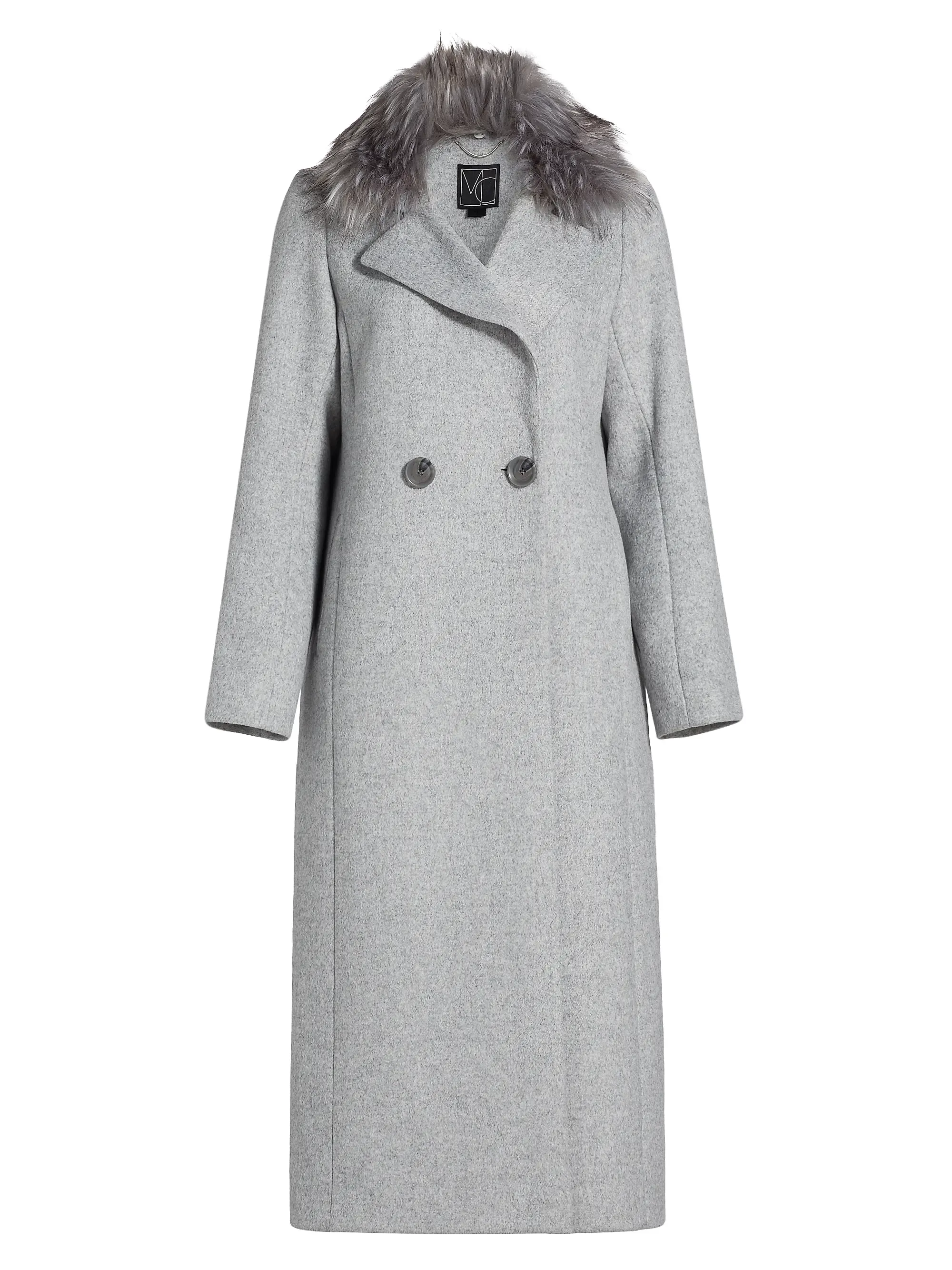 Mercer Collective, Madison Faux Fur-Collar Maxi Wool Coat
