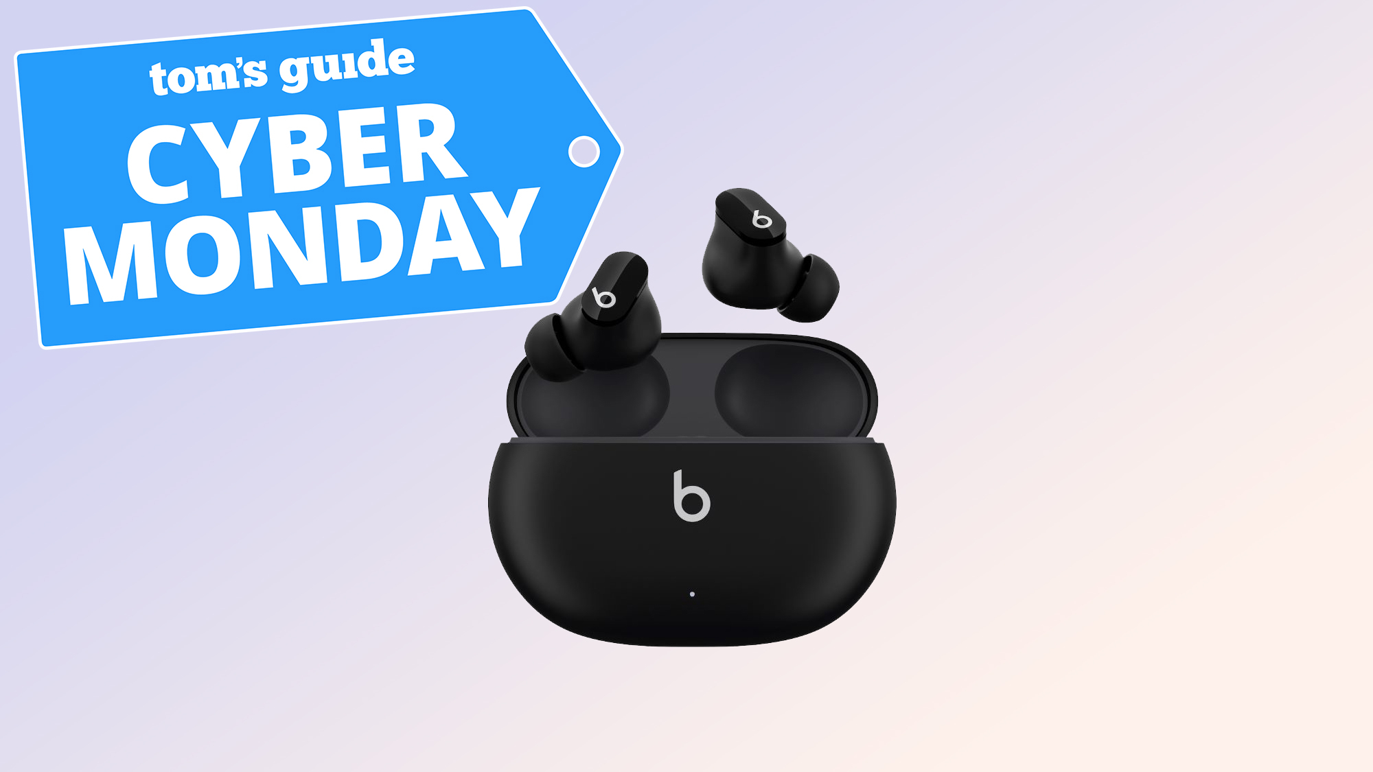 beats studio buds in black with cyber monday deal tag