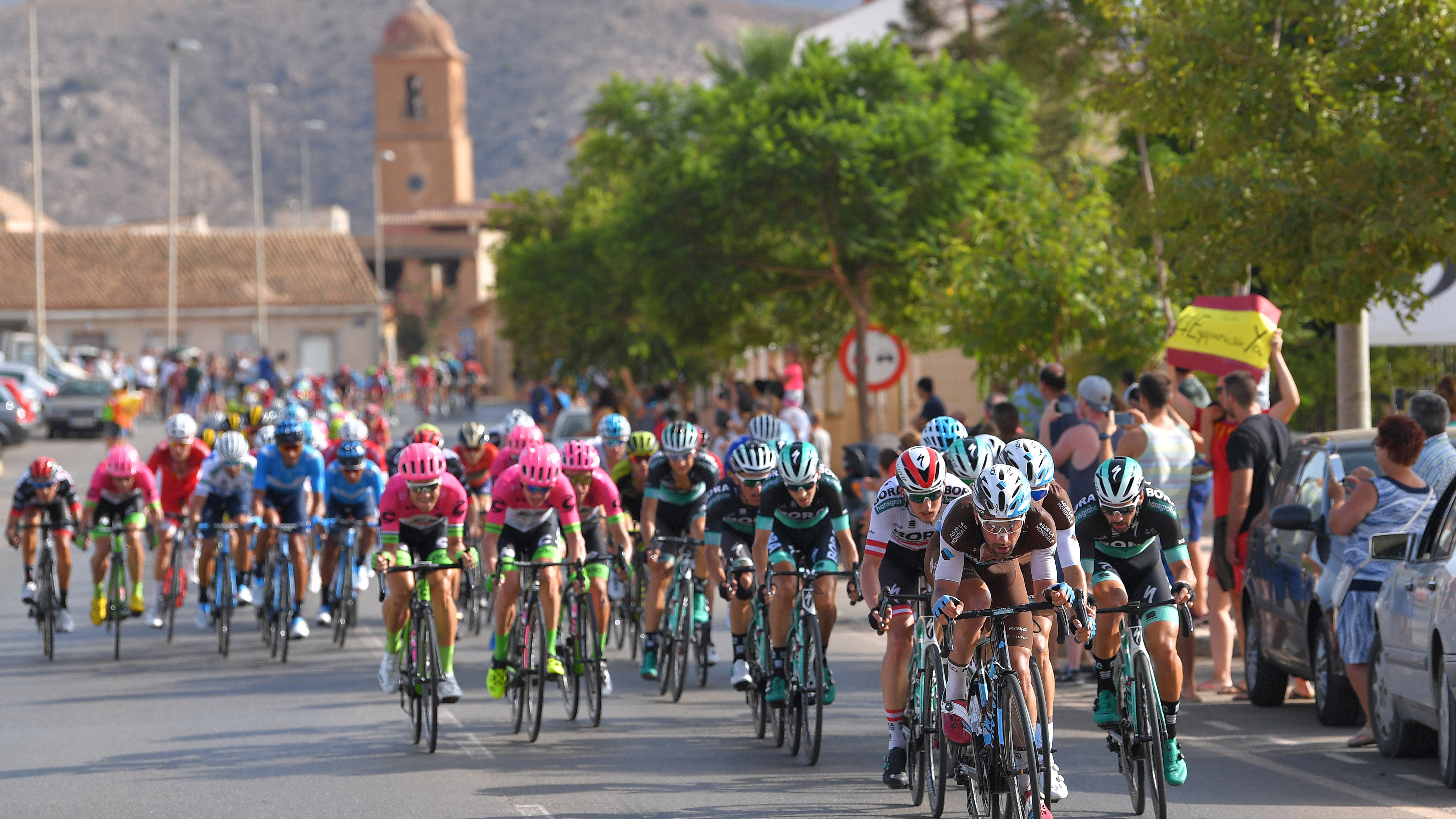 Peloton of riders during La Vuelta a Espana