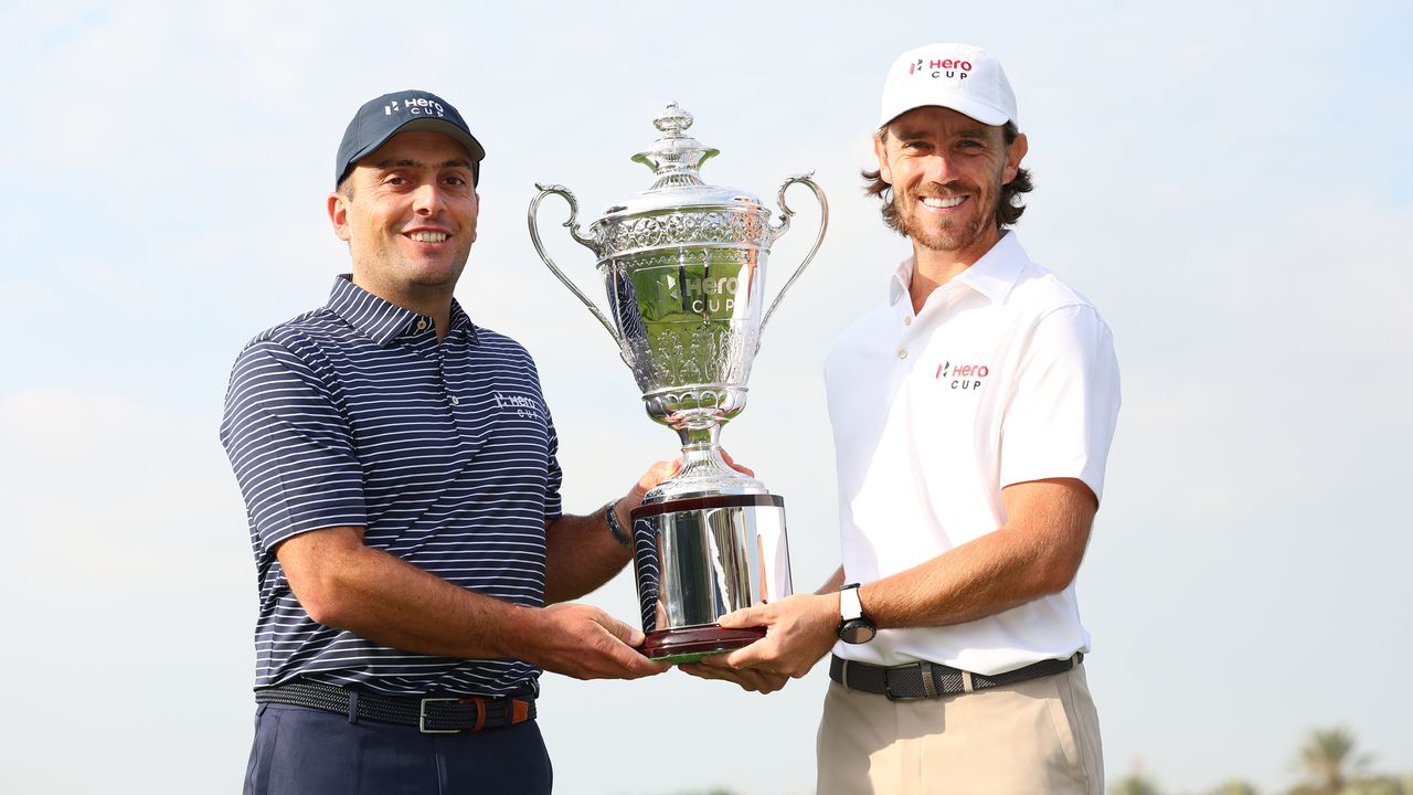 Francesco Molinari and Tommy Fleetwood hold the Hero Cup