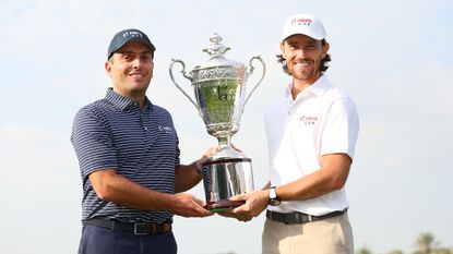 Francesco Molinari and Tommy Fleetwood hold the Hero Cup