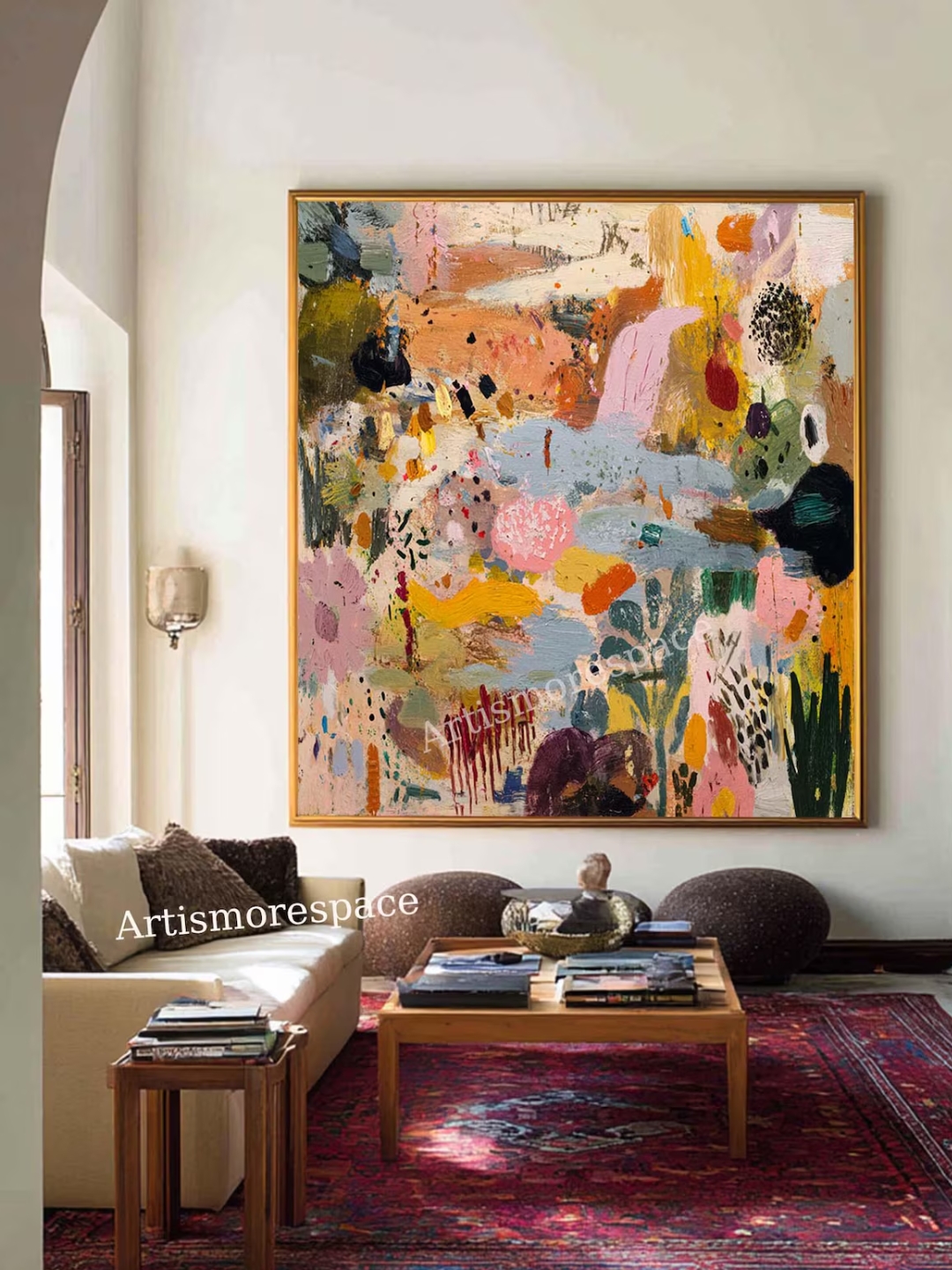 Etsy, Large Abstract Landscape Oil Painting Whimsical Nature