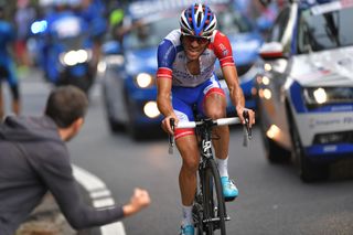 Thibaut Pinot en route to victory at Il Lombardia in 2018