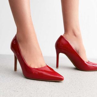 Red Stiletto Heel Pointed Toe Court Shoes