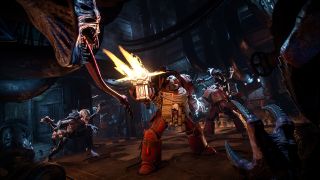 Still from the video game Space Hulk: Tactics.