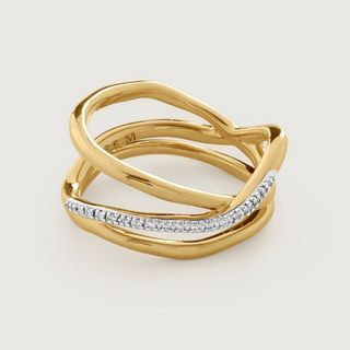 Gold Vermeil Riva Diamond Pre-Stacked Ring - Diamond