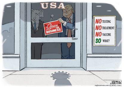 Political Cartoon U.S. Trump GOP reopen economy coronavirus