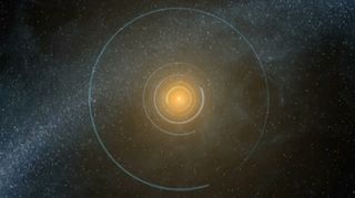 This still from a NASA animation shows the orbits of the five planets residing in the Kepler-20 star system 950 light-years from Earth. The alien solar system is home to two Earth-size planets, the first such exoplanets ever found.