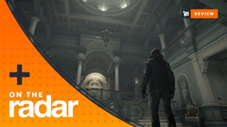 Leon looks at the large Rhodes Hill Care Center in Resident Evil Requiem, with the GamesRadar+ On the Radar frame