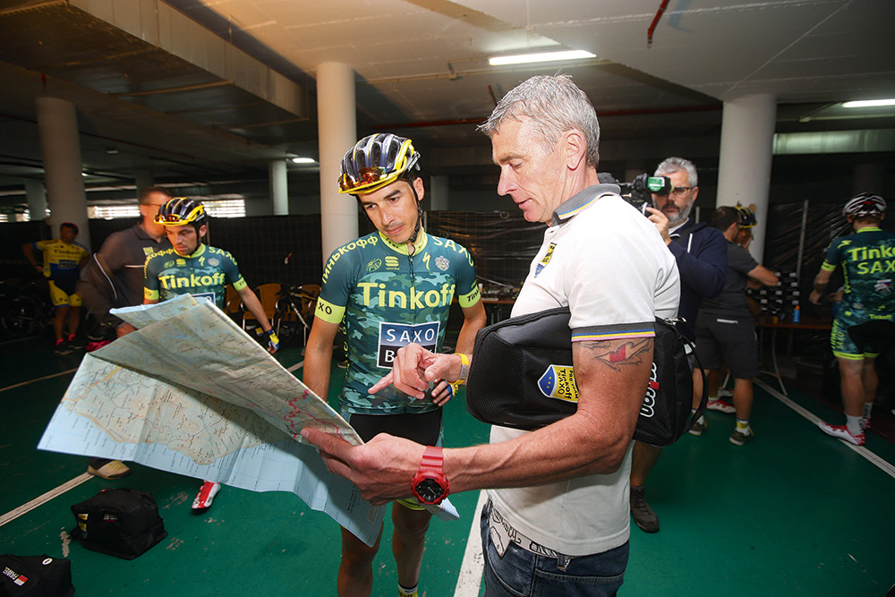 Sean Yates and Bruno Pires at the Tinkoff-Saxo training in Gran Canarias