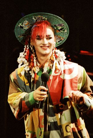 Boy George of Culture Club performs on stage at Wembley Arena on December 17th, 1984.