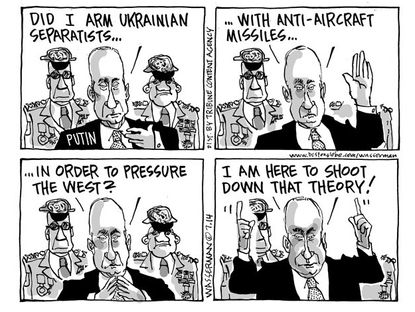 Editorial cartoon Putin plane