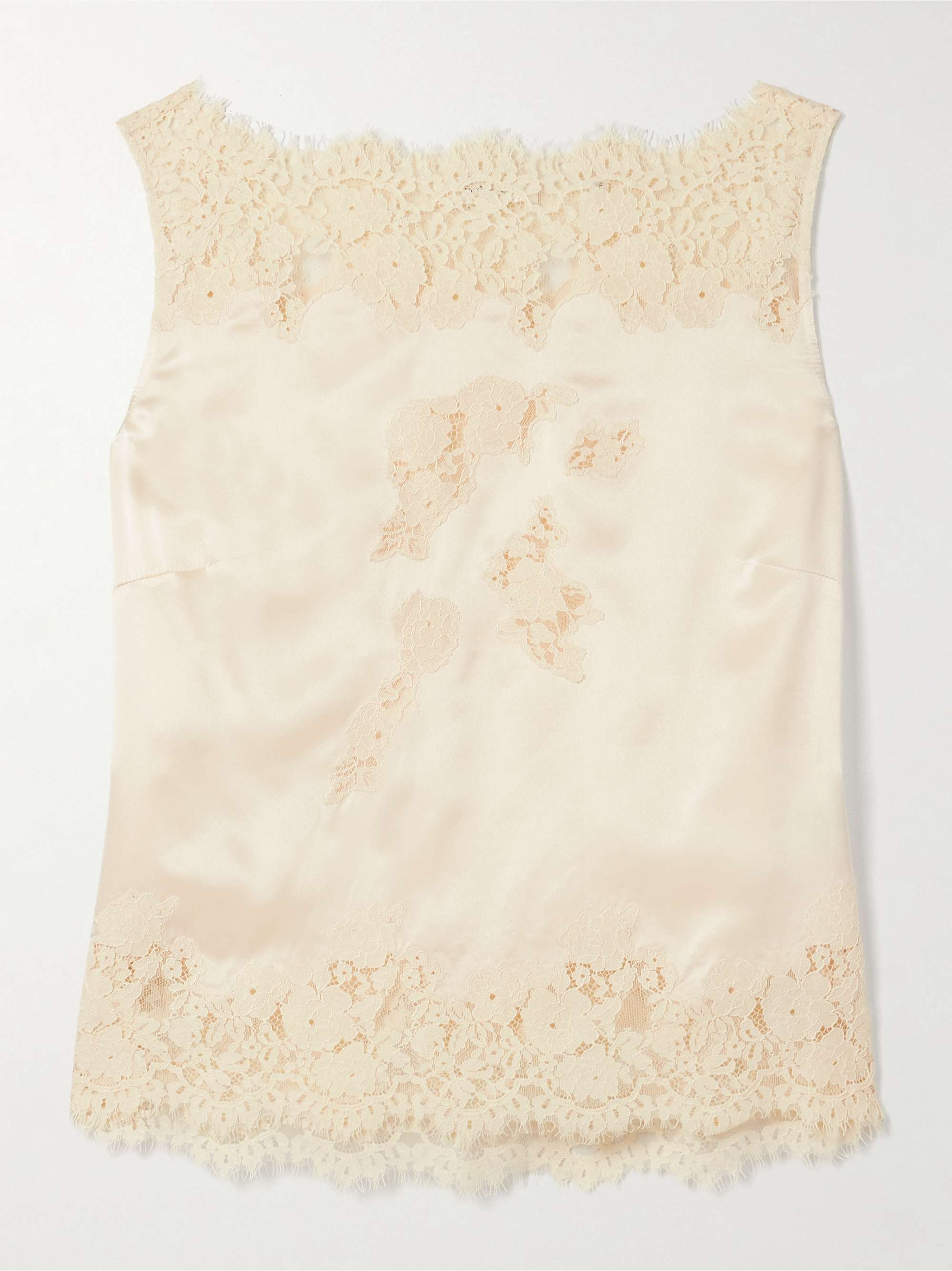 Viviane Lace-Trimmed Silk-Satin Top