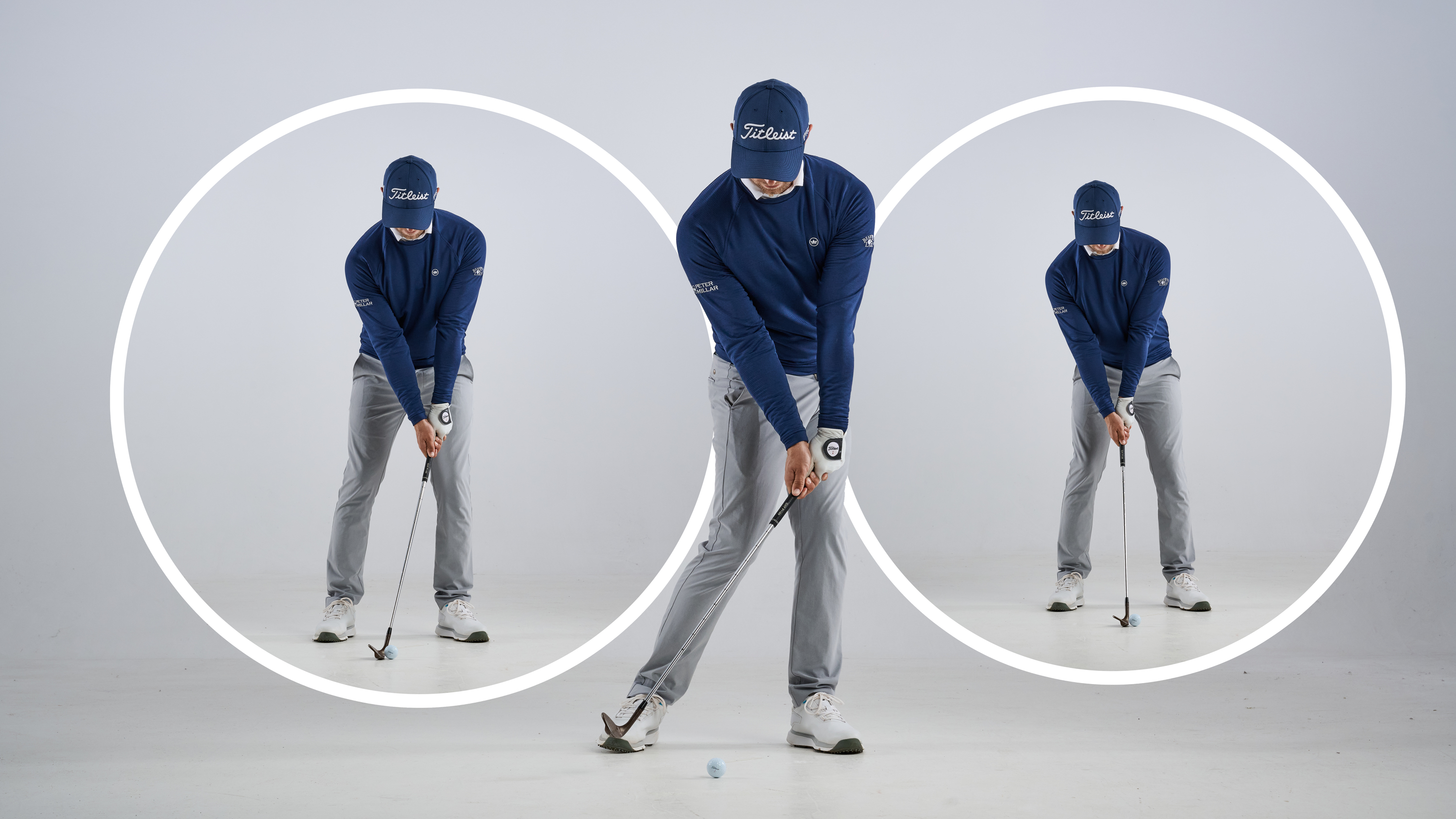 Alex Buckner demonstrating subtle setup changes to allow golfers to vary their flight with wedges and hit both high and low launch shots