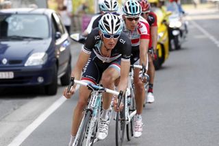 Frank Schleck (Leopard Trek) could do little when faced when the might of Philippe Gilbert (Omega Pharma-Lotto).