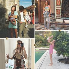 collage of French editor and fashion creative Eugénie Trochu's photos of her postpartum style baby, and family