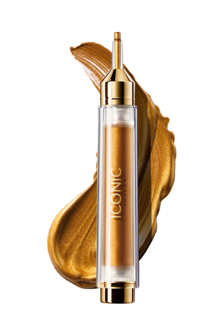 A tube of Iconic London bronzing drops set against a white background.