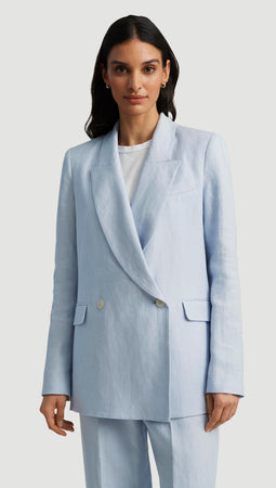 Brooklyn Blazer in Linen Twill | Glacier