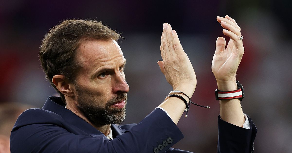 Gareth Southgate, Head Coach of England, acknowledges the fans following the FIFA World Cup Qatar 2022 Group B match between Wales and England at Ahmad Bin Ali Stadium on November 29, 2022 in Doha, Qatar.