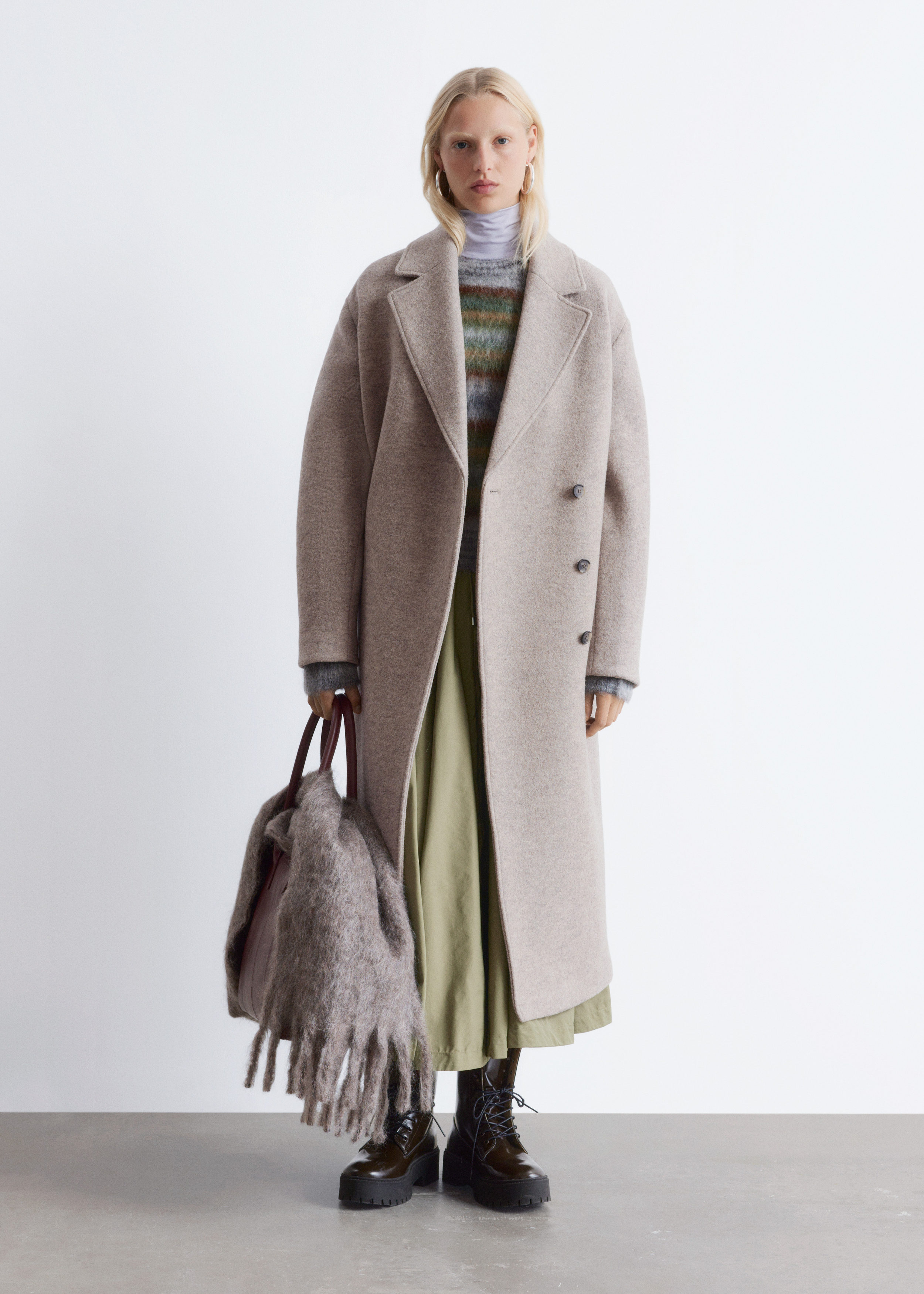 Voluminous Belted Wool Coat