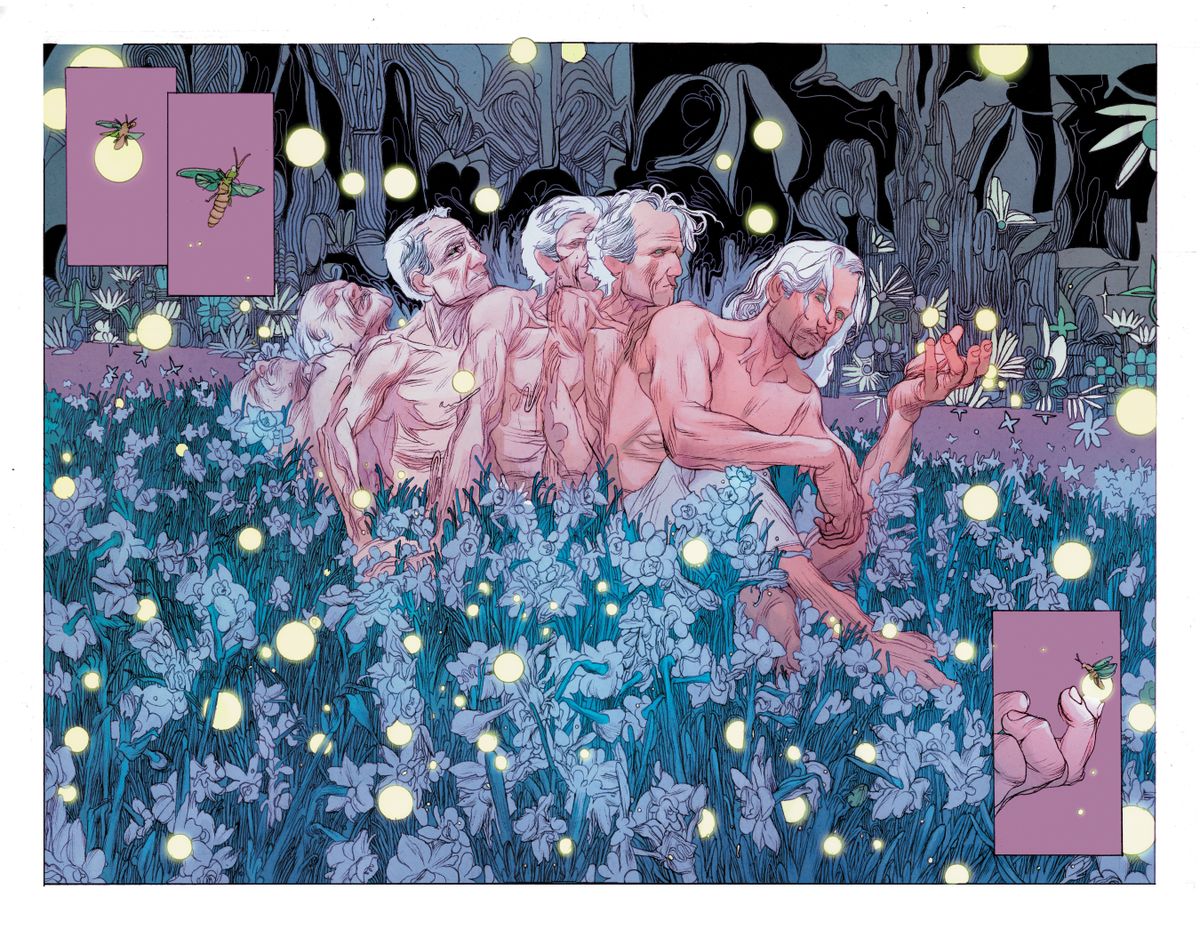 Anand RK's unlettered interior pages from Resurrection Man: Quantum Karma #1.
