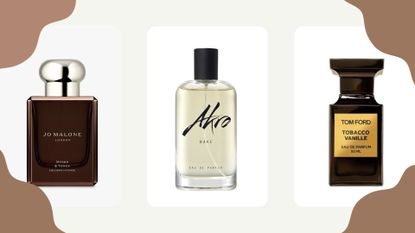Collage of three of the best vanilla perfume buys from Jo Malone, Akro, and Tom Ford.