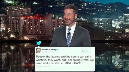 Jimmy Kimmel mocks Trump on travel ban tweets