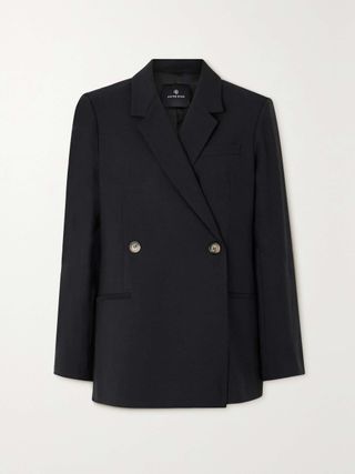 Kaia Double-Breasted Grain De Poudre Blazer