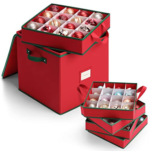 Maidmax Christmas Bauble Storage Box With Adjustable Dividers, 13x13x13inch