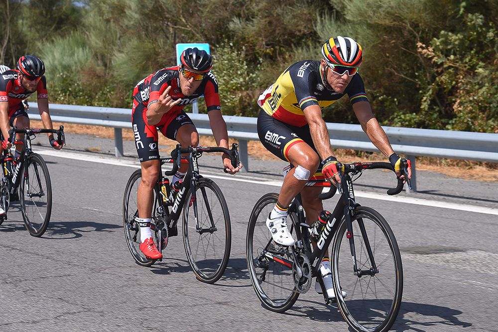 Philippe Gilbert leads the BMC line during stage 7 at the Vuelta