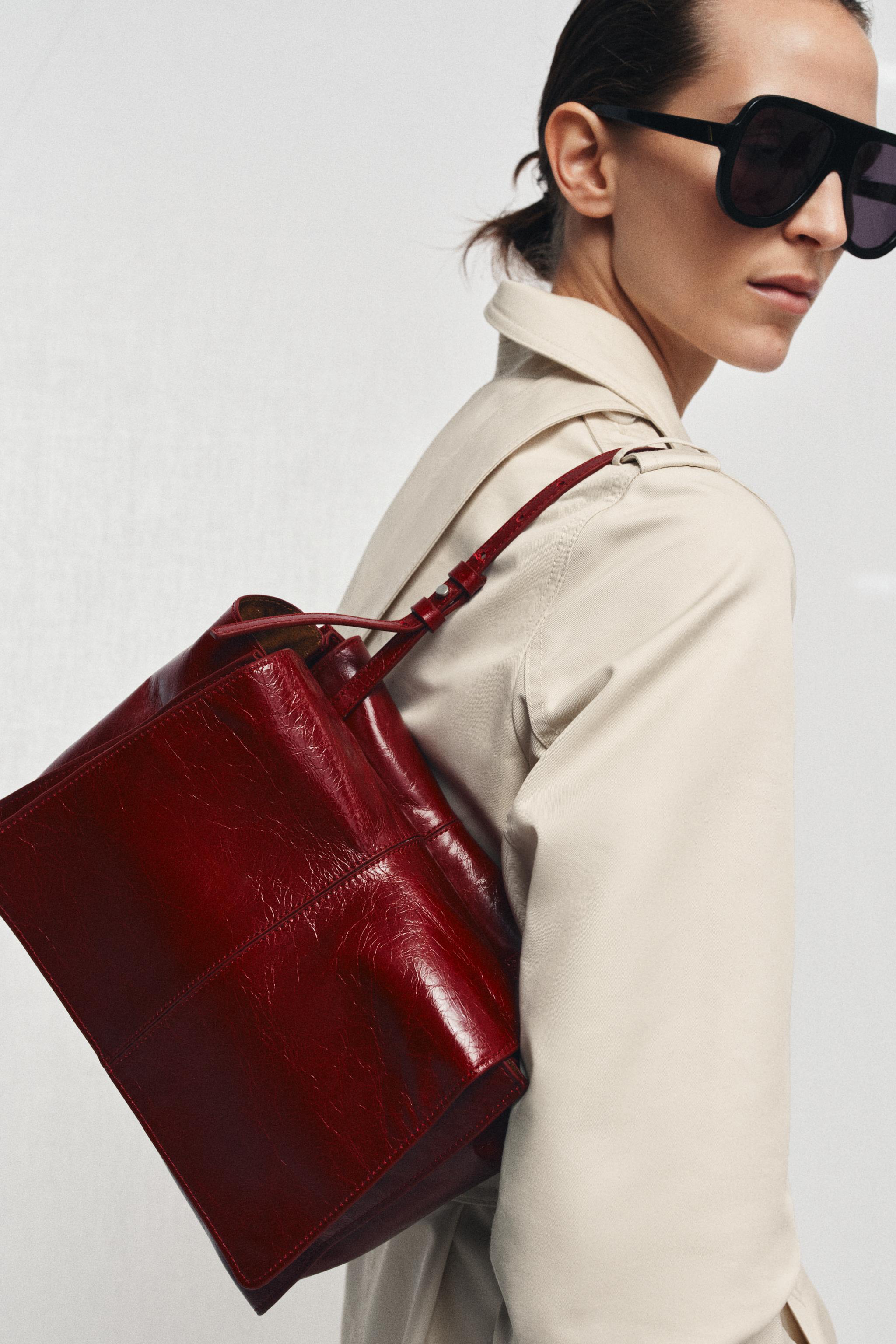 Mini Leather Shopper With Double Pocket