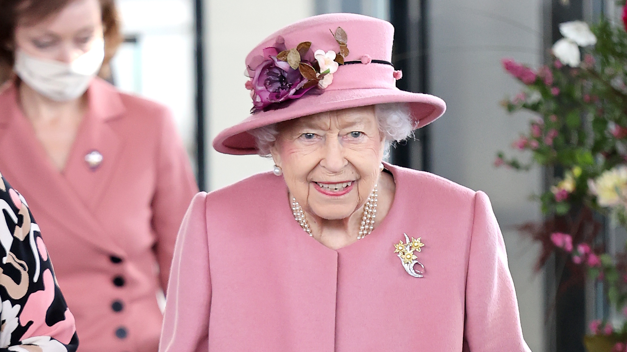 Queen Elizabeth II attends the opening ceremony of the sixth session of the Senedd at The Senedd on October 14, 2021
