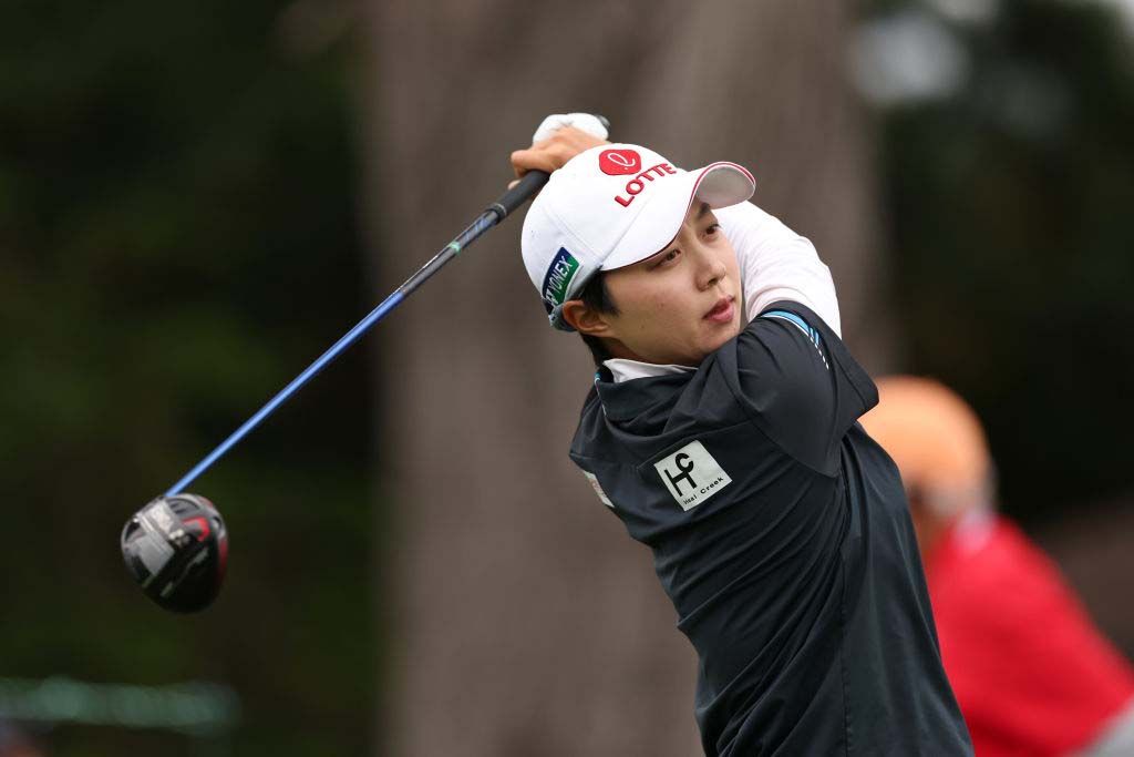 Kim Hyo-joo of South Korea tees off on hole 13 during the first round of the 78th U.S. Women&#039;s Open at Pebble Beach Golf Links on July 6, 2023 in Pebble Beach, California.