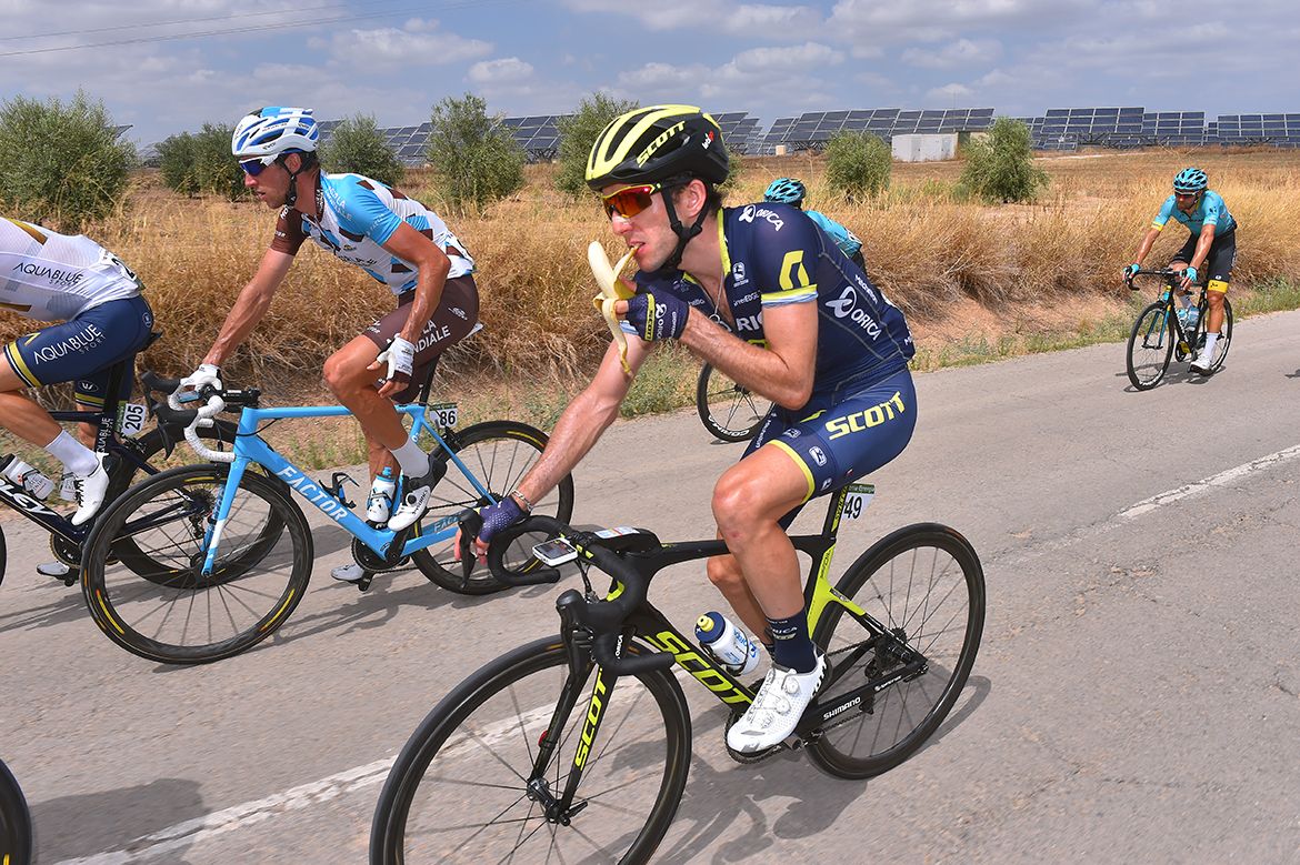 Simon Yates fueling up on stage 14 of the Vuelta a Espa&ntilde;a