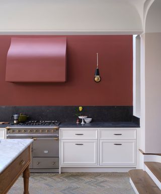 kitchen with red wall