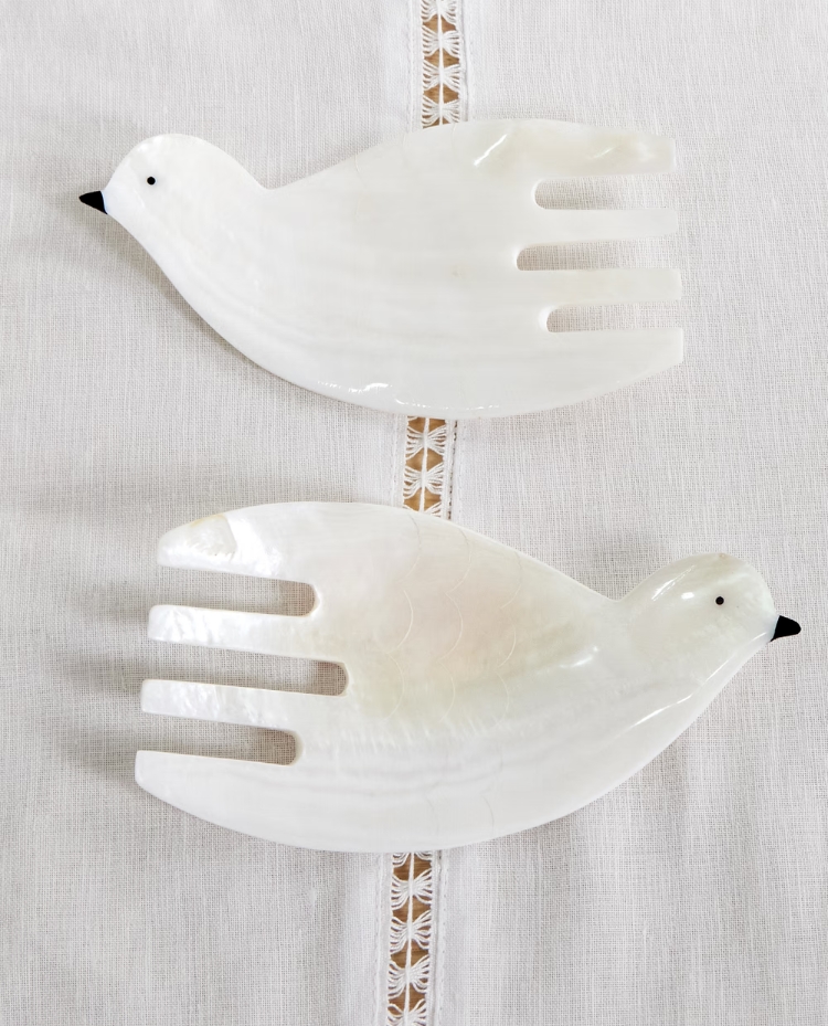 GOHAR WORLD, Dove Mother-Of-Pearl Salad Servers