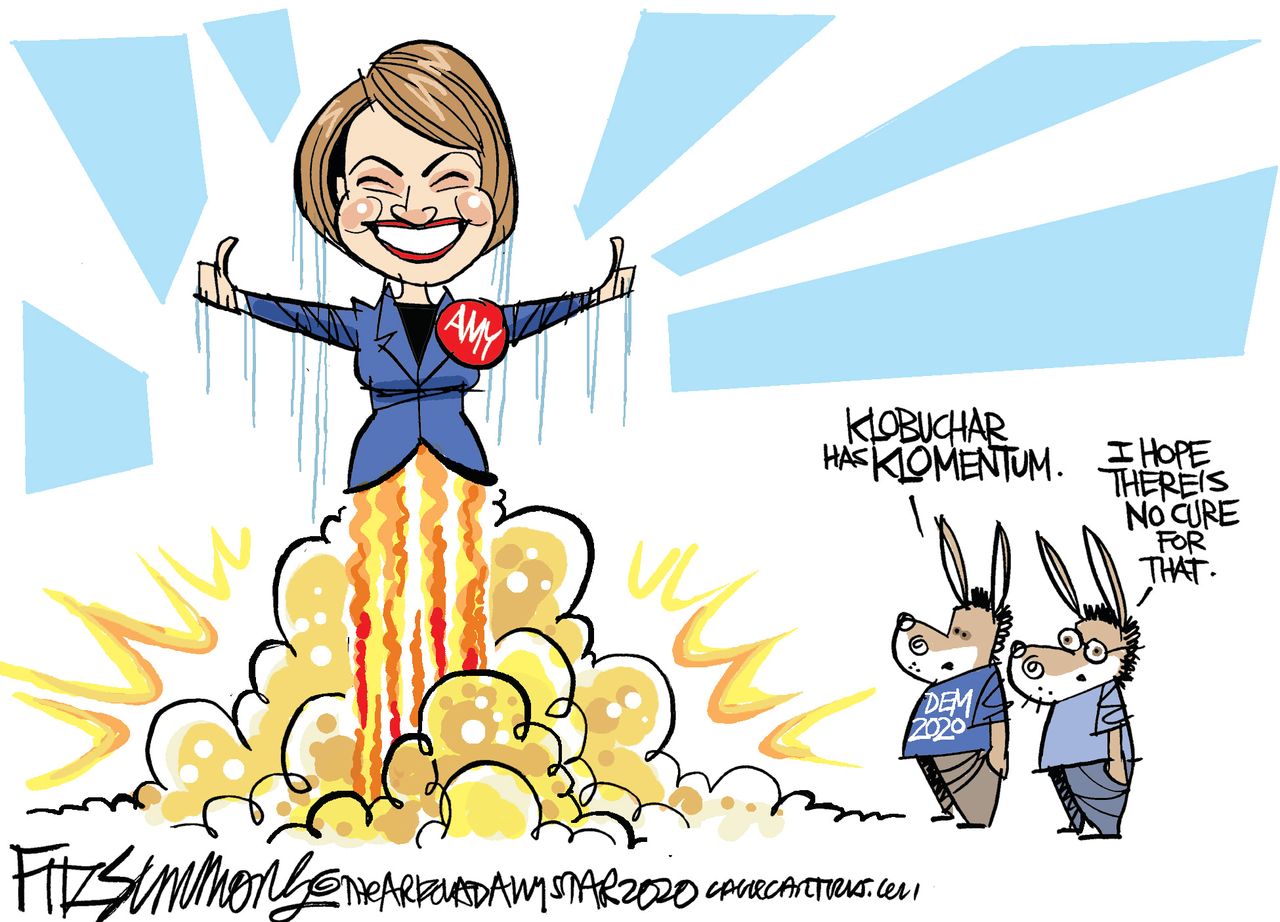 Political Cartoon U.S Klobuchar winner New Hampshire skyrocketed