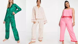 Best Pajama Brands: 3 models wearing ASOS pajamas
