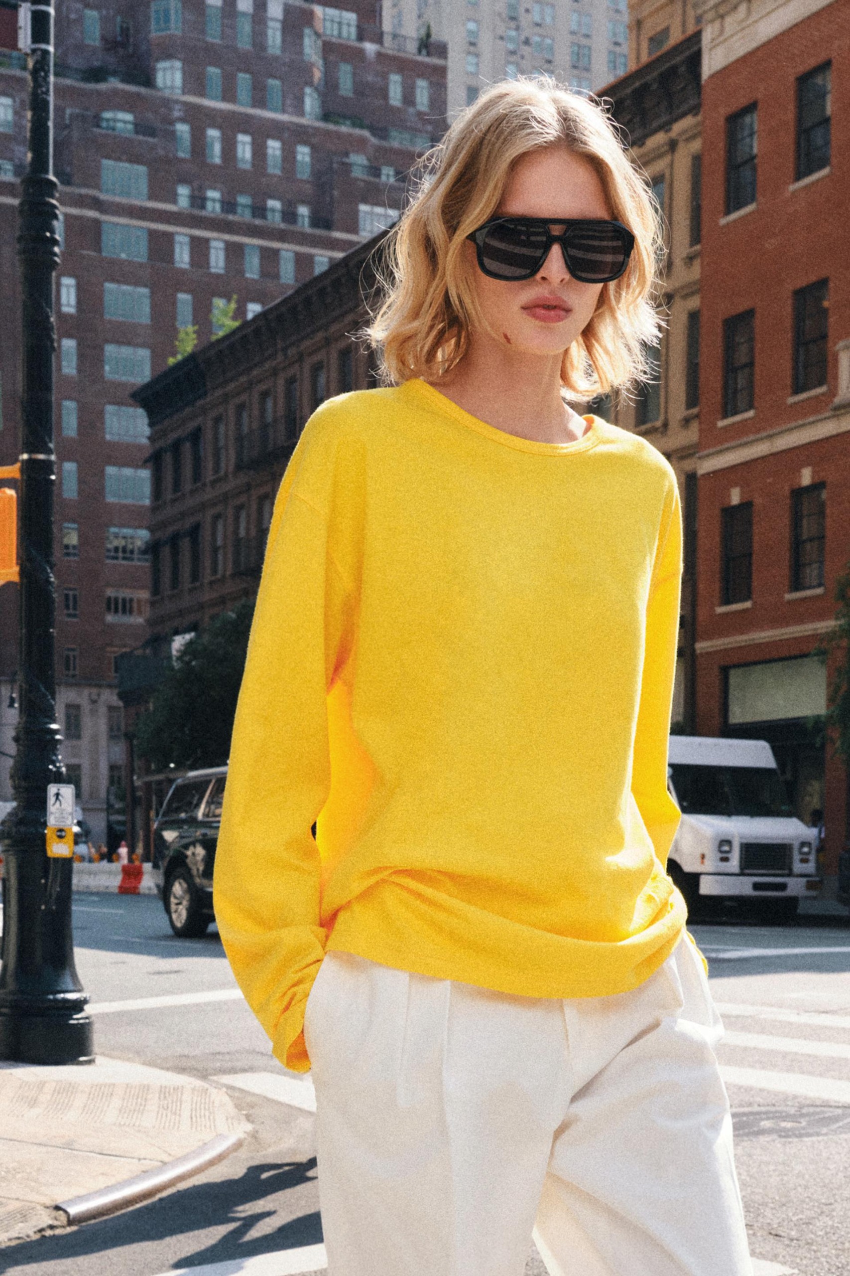 Cotton and Linen T-Shirt - Yellow - Xs
