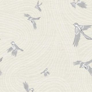 wallpaper print of small birds on beige background