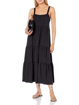 The Drop Women's Britt Tiered Maxi Tent Dress, Off-Black, Xxs