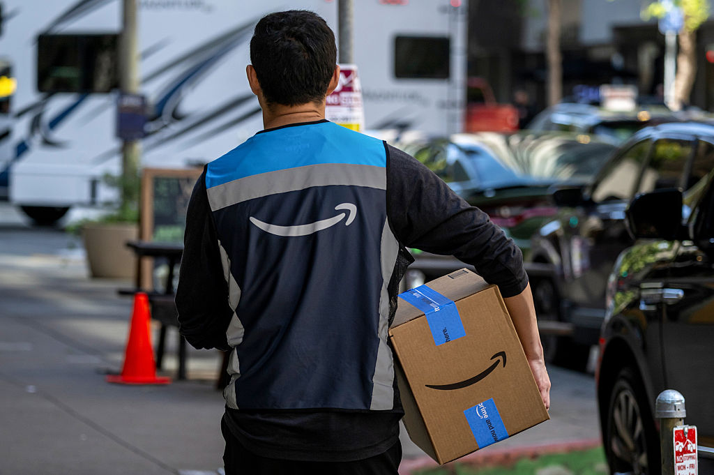 Amazon delivery being made