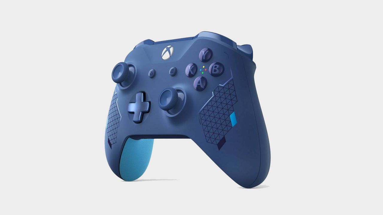 A blue xbox one controller
