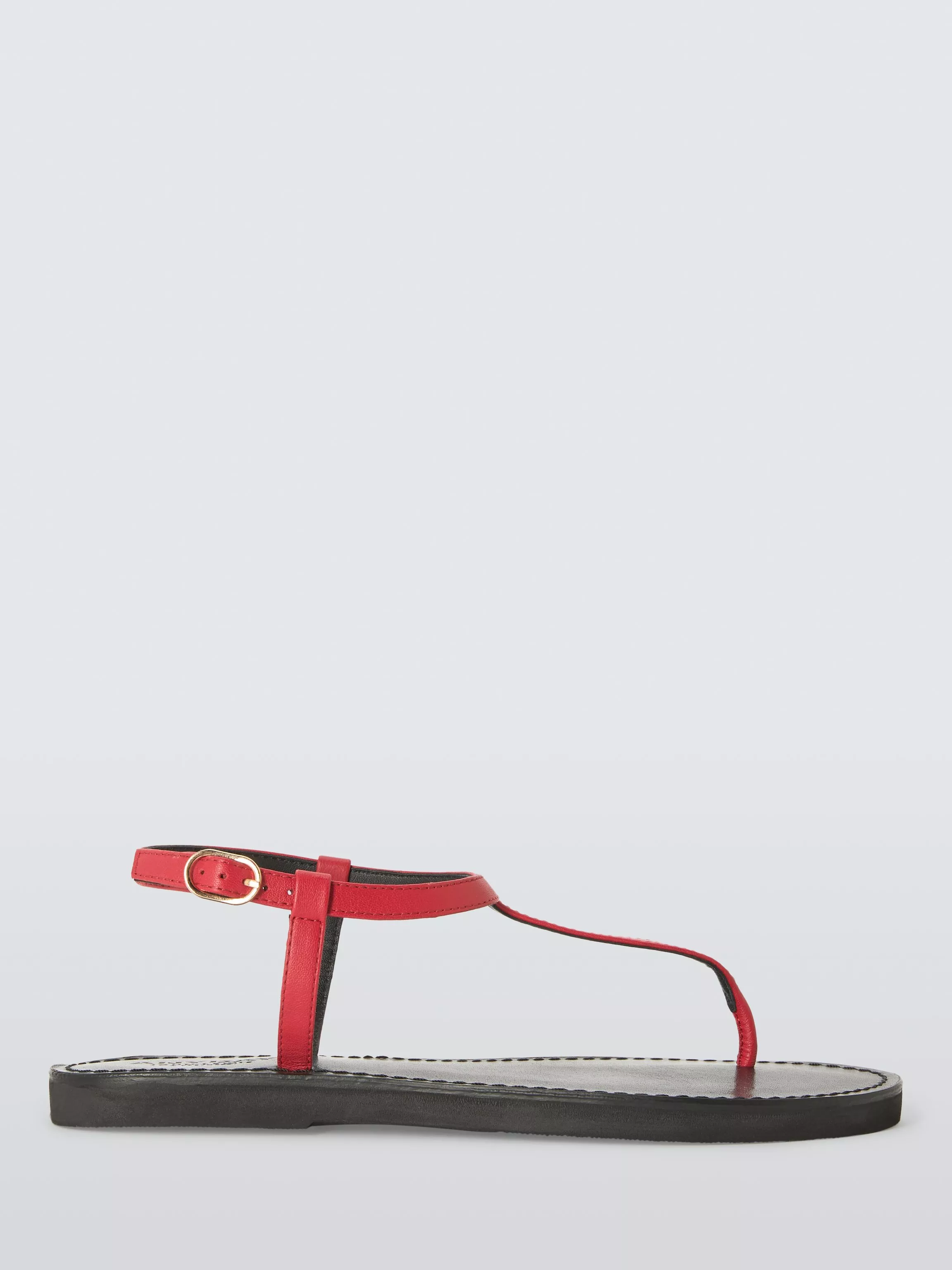 John Lewis Anyday Landed Leather Strappy Toe Post Sandals, Red