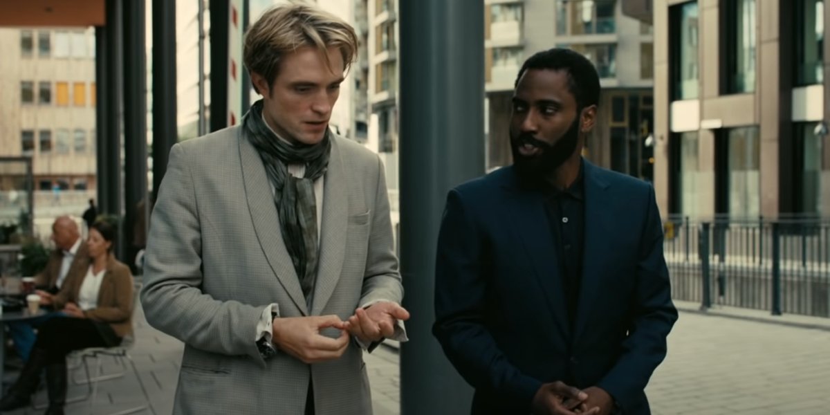 Tenet Robert Pattinson walks and talks with John David Washington