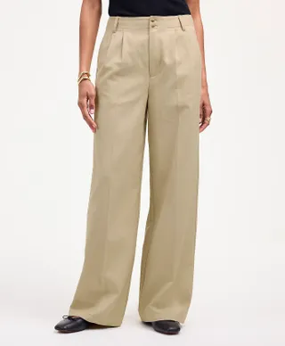 Madewell, The Harlow Wide-Leg Pant in Drapey Twill in Vintage Khaki