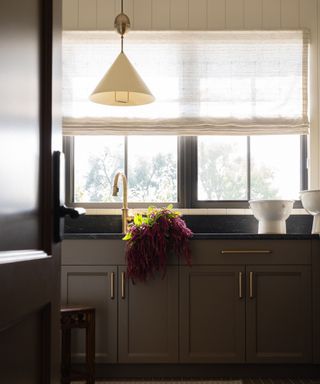 kitchen with dark brown cabinets