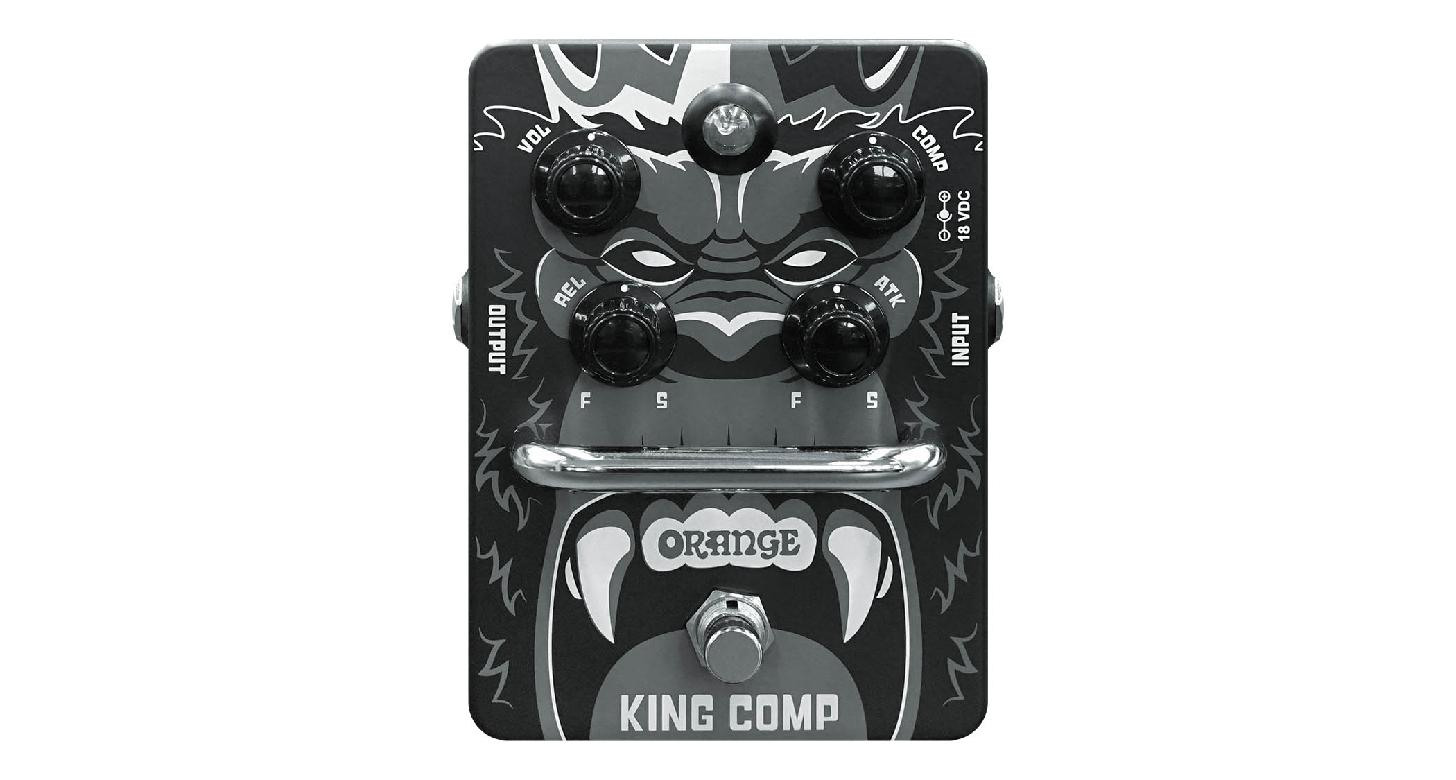 Orange King Comp: the new compressor from the British amp legend has what looks like a gorilla illustrated on the enclosure and has a road-ready build with a kick bar to protect your settings.